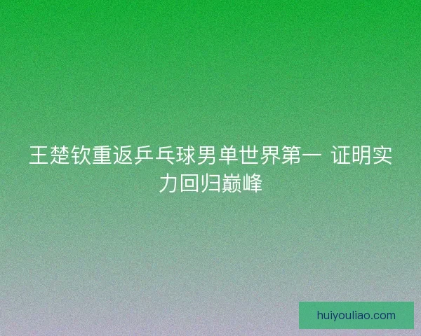 王楚钦重返乒乓球男单世界第一 证明实力回归巅峰