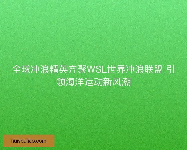 全球冲浪精英齐聚WSL世界冲浪联盟 引领海洋运动新风潮